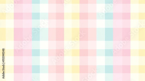 Seamless Pastel Gingham Fabric Pattern with pastel Whimsical Design