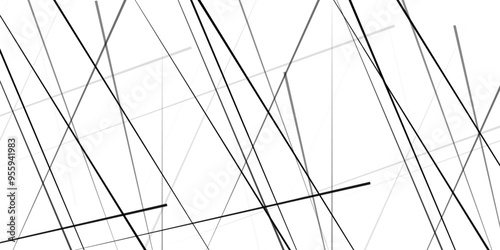 Black and white vector illustration with messy lines. complicated abstract modern black line design