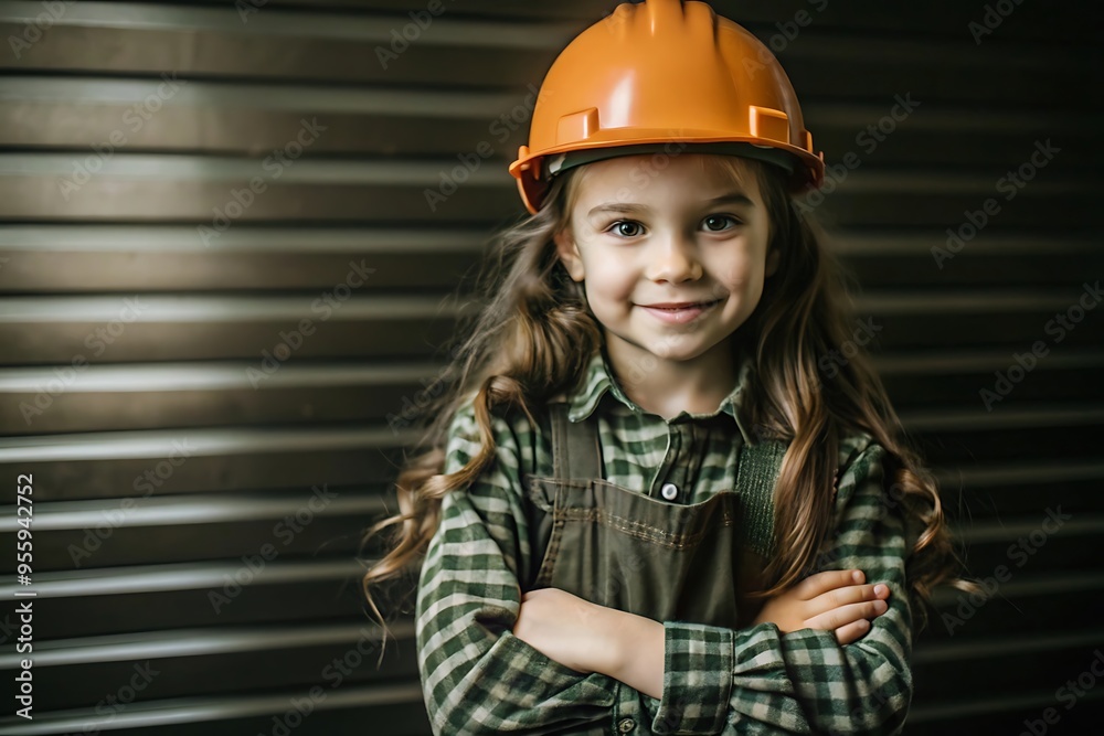 Little Girl in Hard Hat Smiling. Little Girl in Hard Hat Smiling.
