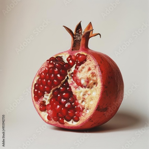 Brightly colored pomegranate fruit with seeds visible.