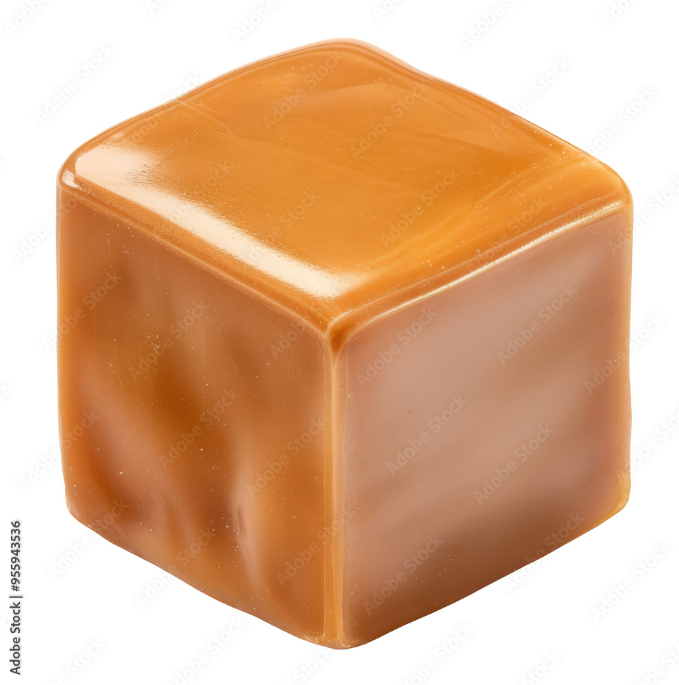 Caramel cube isolated on transparent background Caramel cube isolated on transparent background
