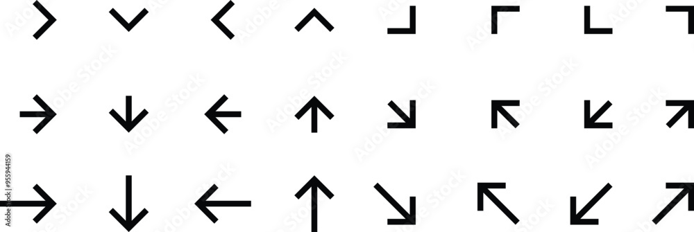 set of different direction black arrow symbol vector illustration. set of different direction black arrow symbol vector illustration.