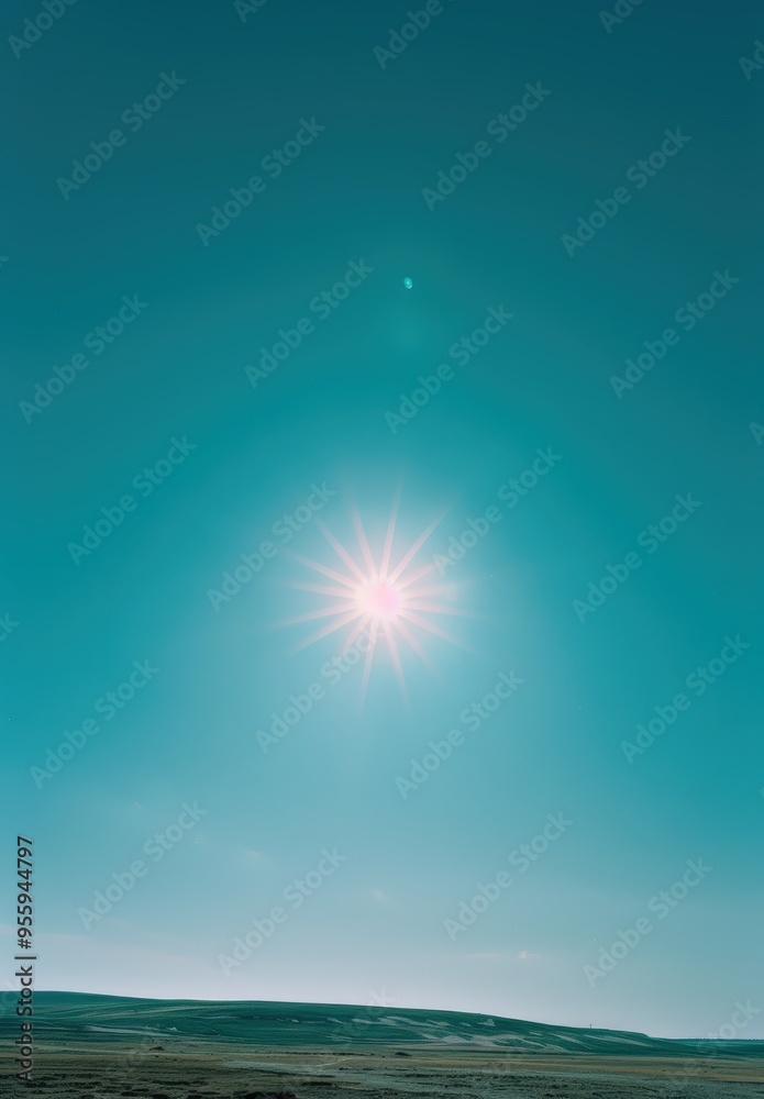 Fototapeta premium Sun shining bright in blue sky