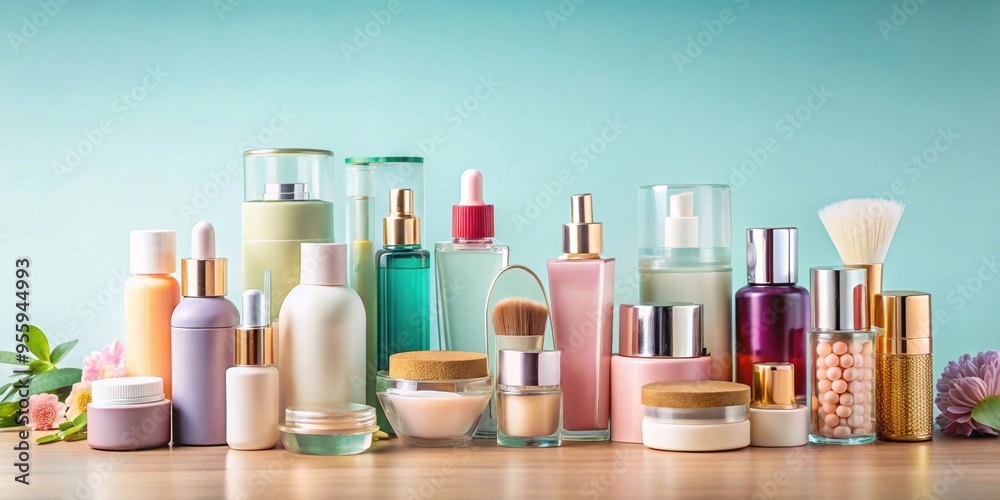 Composition of various beauty care products such as skincare, makeup and haircare, beauty, care, products, composition Composition of various beauty care products such as skincare, makeup and haircare, beauty, care, products, composition
