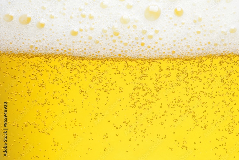 Close-Up of Yellow Beer with White Foam on Plain White Background, Capturing Crisp Details in a Flat Lay Photography with Professional Color Grading and Clean, Sharp Focus Close-Up of Yellow Beer with White Foam on Plain White Background, Capturing Crisp Details in a Flat Lay Photography with Professional Color Grading and Clean, Sharp Focus
