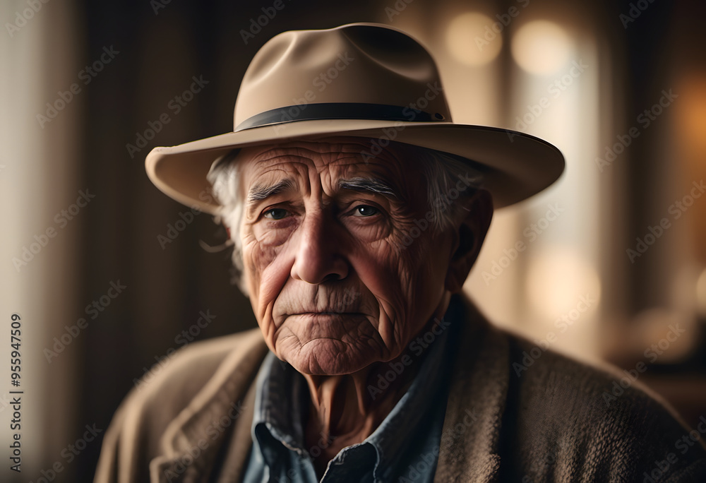 A portrait of an elderly man, with deep-set eyes and a thoughtful expression. A portrait of an elderly man, with deep-set eyes and a thoughtful expression.