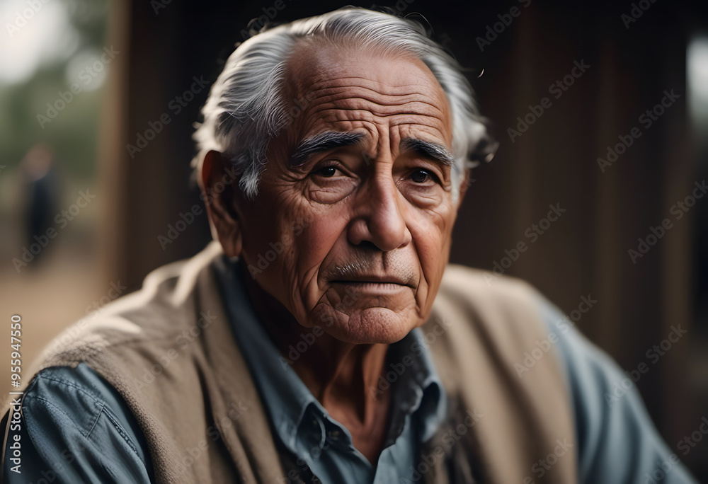 A portrait of an elderly man, with deep-set eyes and a thoughtful expression. A portrait of an elderly man, with deep-set eyes and a thoughtful expression.