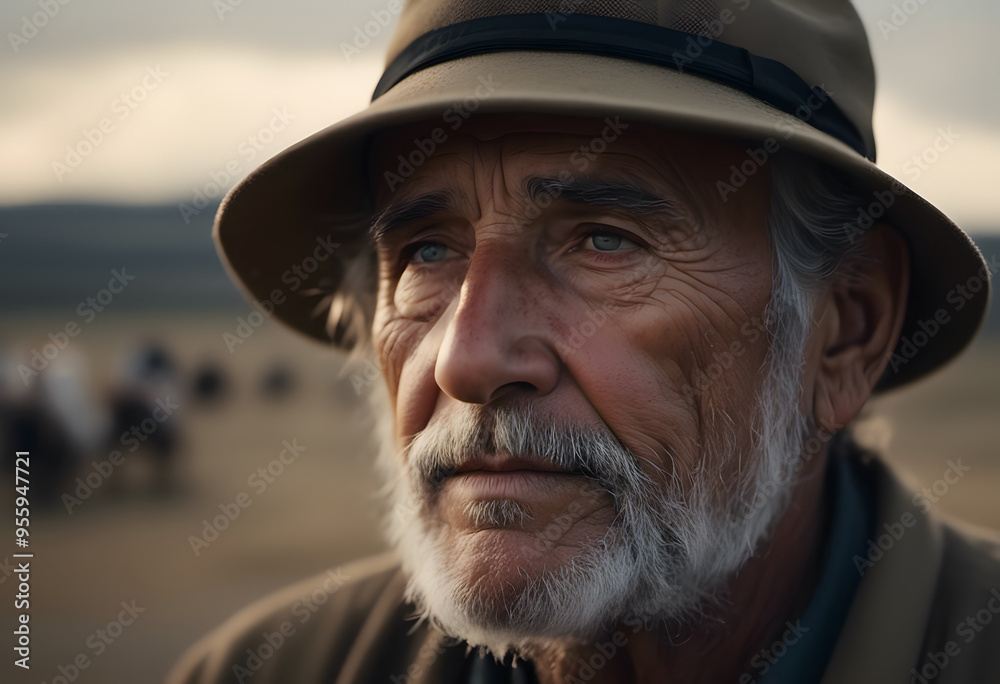 A portrait of an elderly man, with deep-set eyes and a thoughtful expression. A portrait of an elderly man, with deep-set eyes and a thoughtful expression.