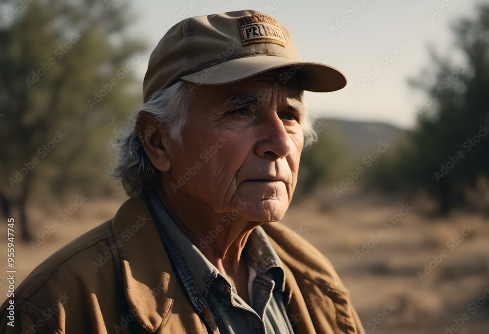 A portrait of an elderly man, with deep-set eyes and a thoughtful expression.