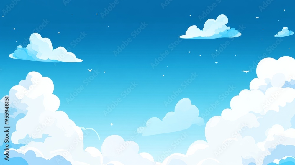 Minimalist Cartoon Sky with White Clouds on a White Background and Copy Space for Text or Graphics
Minimalist Cartoon Sky with White Clouds on a White Background and Copy Space for Text or Graphics