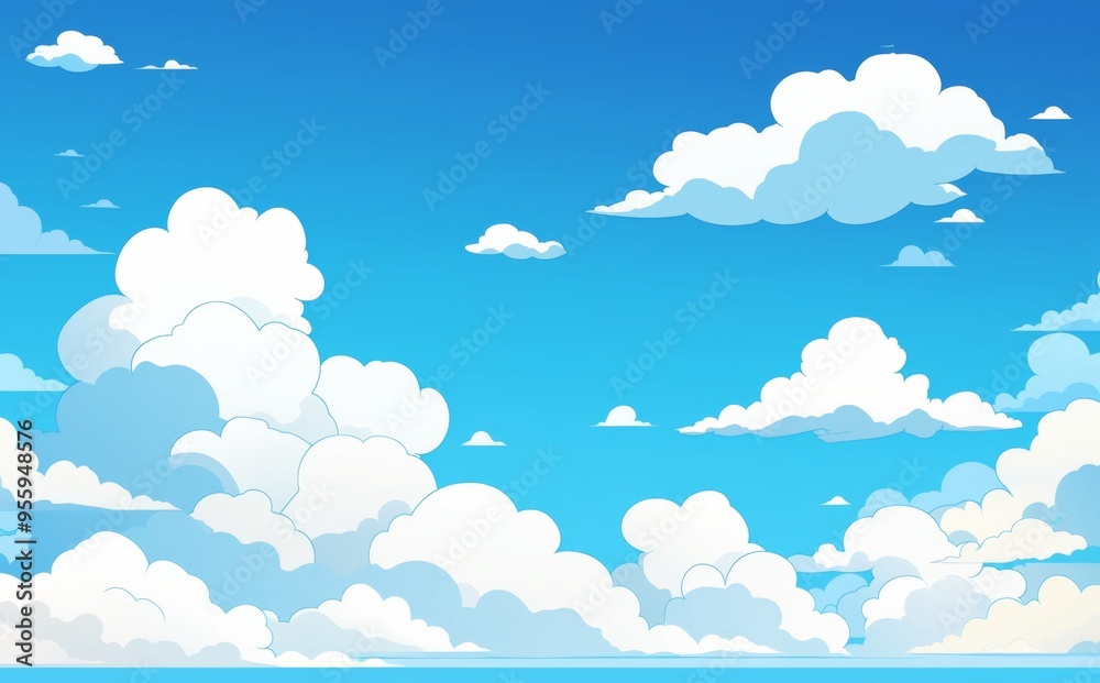 Minimalist Cartoon Sky with White Clouds on a White Background and Copy Space for Text or Graphics
Minimalist Cartoon Sky with White Clouds on a White Background and Copy Space for Text or Graphics