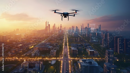 A hyper-connected smart city with autonomous vehicles and drone deliveries