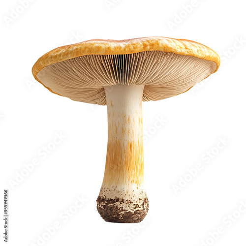 A Single Mushroom with a Transparent Background, Isolated on a Black Background