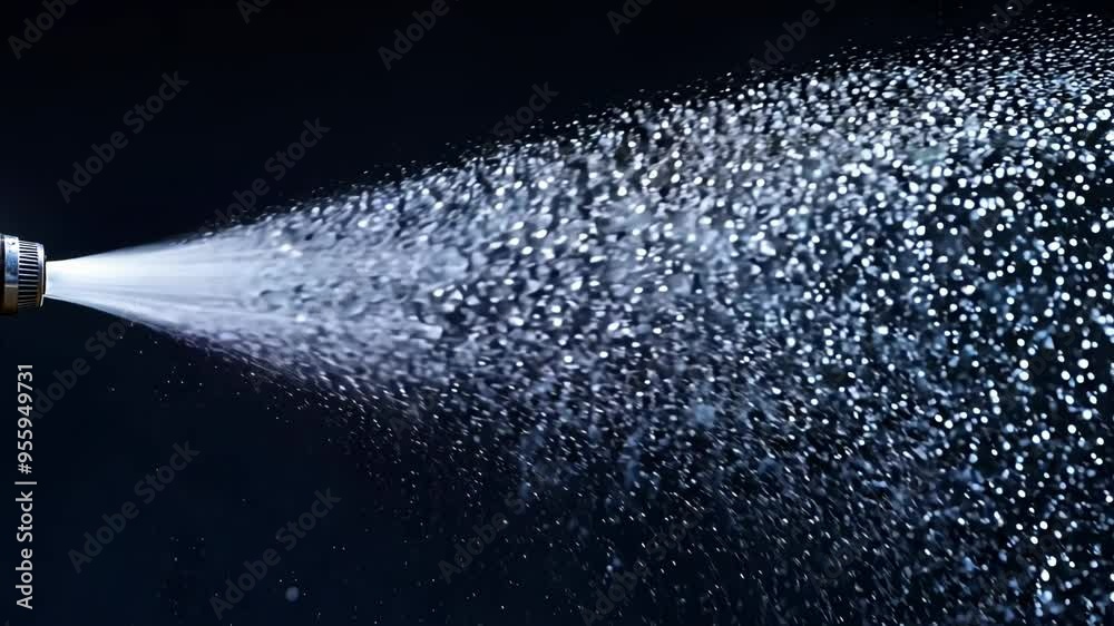 Glistening Water Spray Against Dark Background