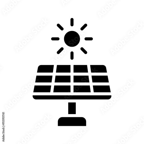 Sun energy icon. solar panel icon color aditable