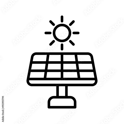 Sun energy icon. solar panel icon color aditable photo