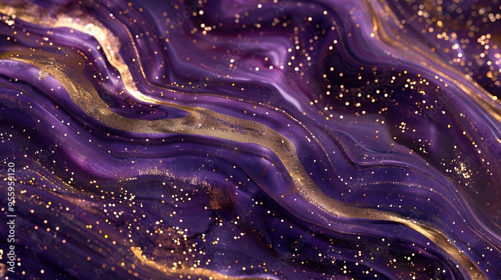 A glittery slime texture wallpaper with a deep purple and gold combination, featuring sparkling highlights and a smooth, glossy surface, adding a luxurious touch. 8k UHD, suitable for high-quality A glittery slime texture wallpaper with a deep purple and gold combination, featuring sparkling highlights and a smooth, glossy surface, adding a luxurious touch. 8k UHD, suitable for high-quality