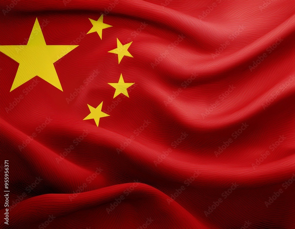 3d illustration of fluttering flag of China texture 3d illustration of fluttering flag of China texture