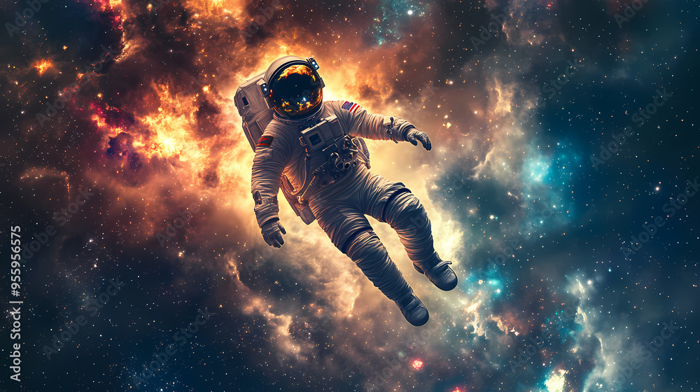 In a euphoric moment, the astronaut's soul dances amidst the stars as they make their inaugural touchdown in outer space. illustration of a space traveler. Traveler. Illustration In a euphoric moment, the astronaut's soul dances amidst the stars as they make their inaugural touchdown in outer space. illustration of a space traveler. Traveler. Illustration