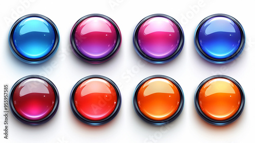 Free Download Vibrant glossy buttons in a variety of colors, perfect for digital design or UI elements. Ideal for modern applications. - GFXLoad