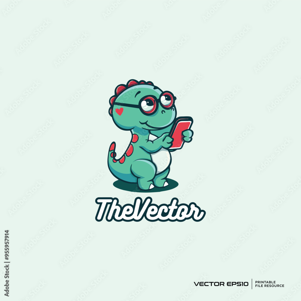 Cute dino holding gift logo, vector, mascot, character, cartoon, illustration, eps10 Cute dino holding gift logo, vector, mascot, character, cartoon, illustration, eps10