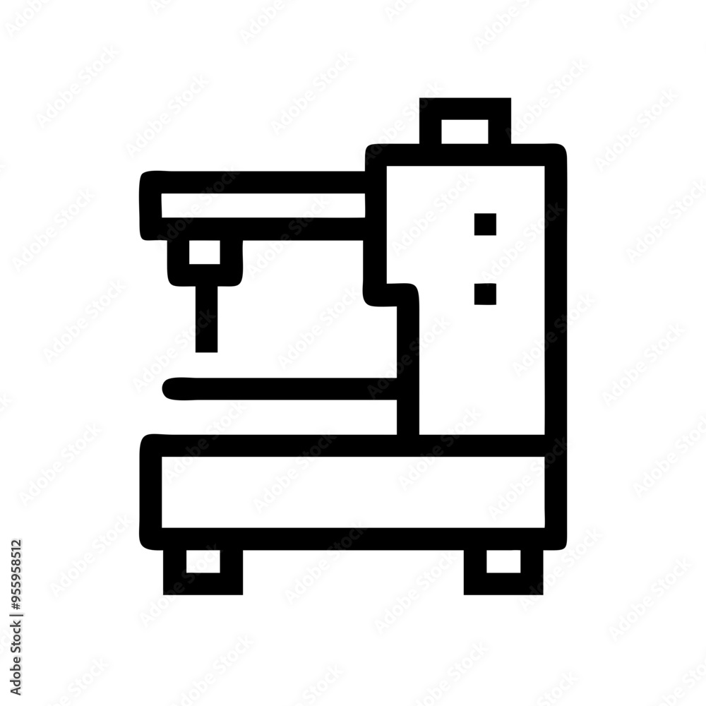A milling machine icon representing a device used in manufacturing for precise cutting A milling machine icon representing a device used in manufacturing for precise cutting