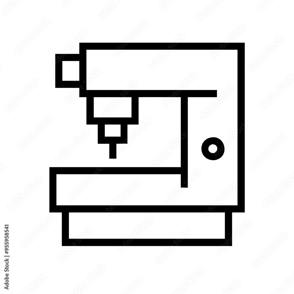 A milling machine icon representing a device used in manufacturing for precise cutting A milling machine icon representing a device used in manufacturing for precise cutting