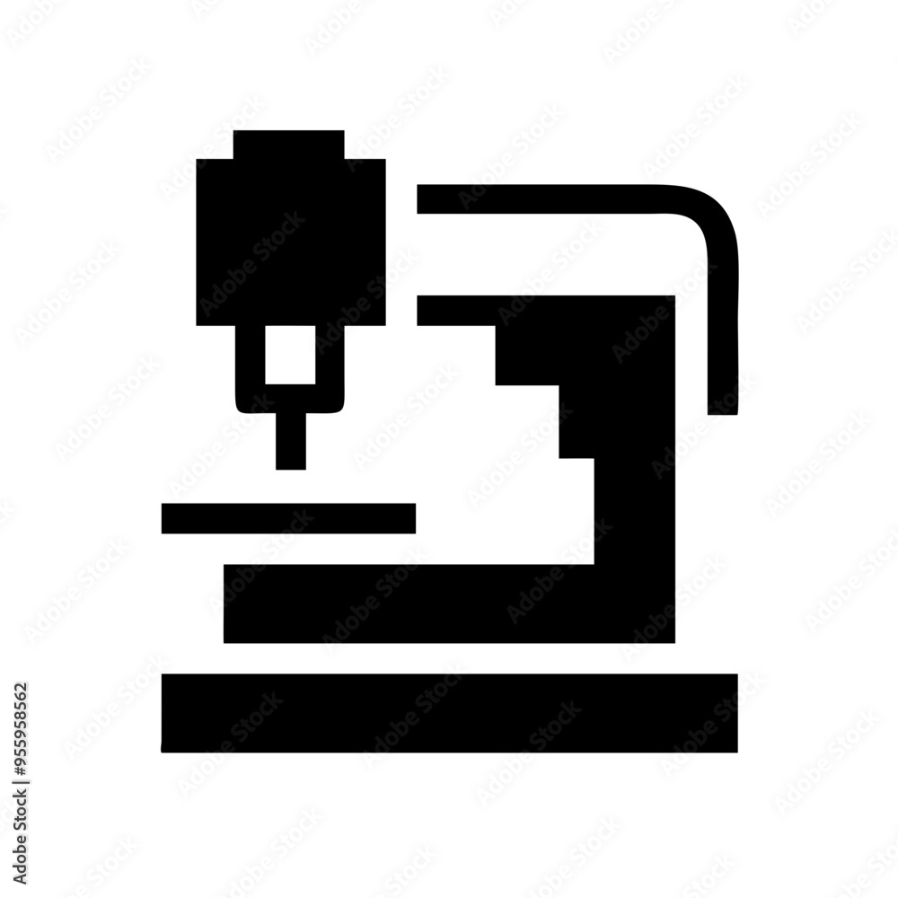 A milling machine icon representing a device used in manufacturing for precise cutting A milling machine icon representing a device used in manufacturing for precise cutting