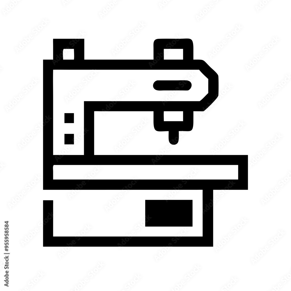 A milling machine icon representing a device used in manufacturing for precise cutting A milling machine icon representing a device used in manufacturing for precise cutting