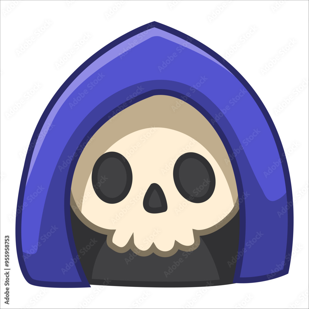 Grim reaper skull isolated on white background
