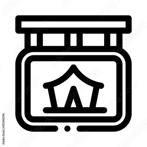campground sign line icon