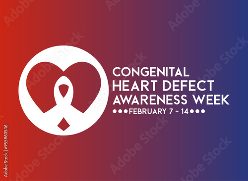 Congenital Heart Defect Awareness Week. February 7-14. Gradient background. Poster, banner, card, background.