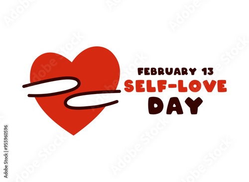 Self-Love Dat. February 13. Flat design vector.
