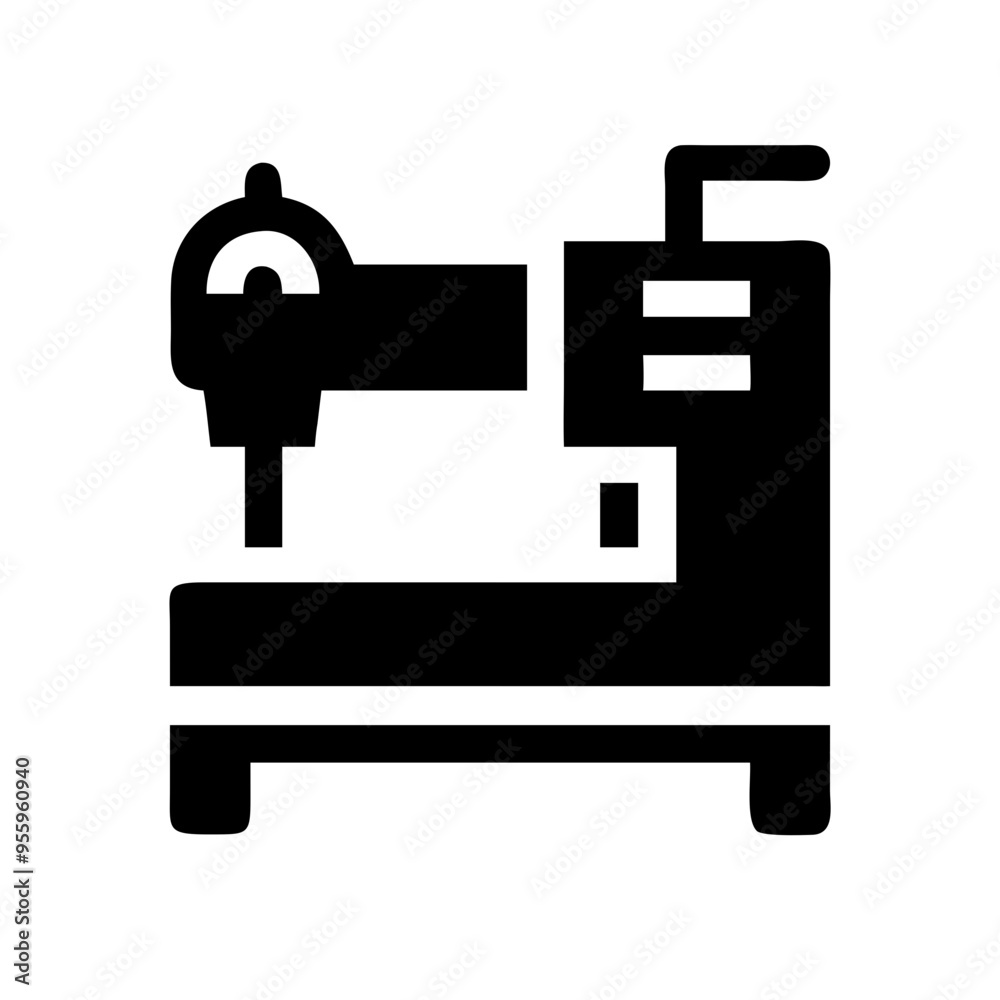A lathe machine icon symbolizing a versatile tool used in manufacturing for shaping A lathe machine icon symbolizing a versatile tool used in manufacturing for shaping
