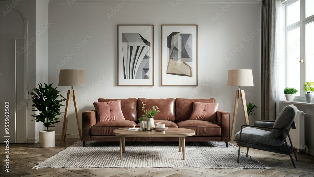 Fototapeta premium modern living room with sofa