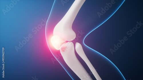 Leg bone in the transparent human body, 3d rendering.