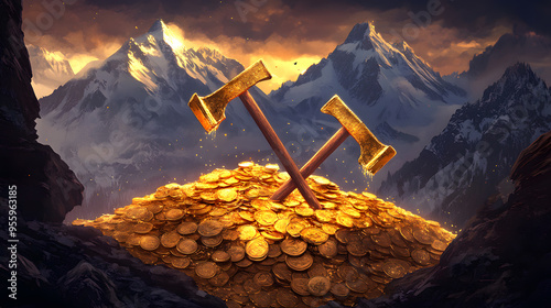gold, gold production, and gold investment in a graphic background style