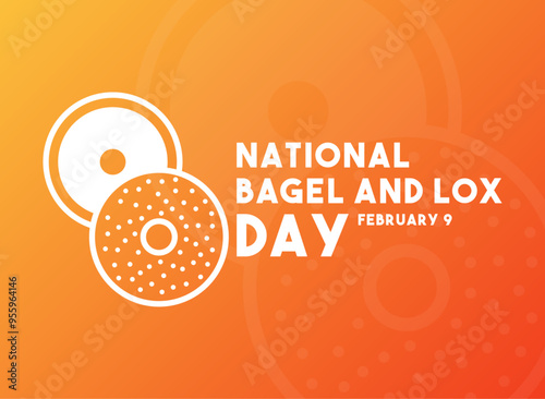 National Bagel and Lox Day. February 9. Gradient background.