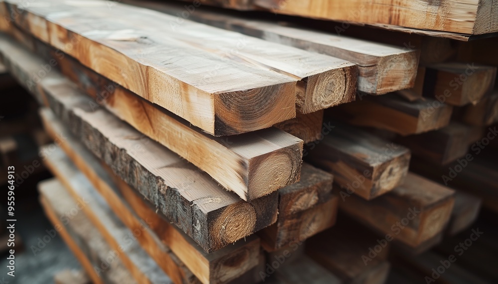 Pile pine cut log lumber sawmill tree from replanted forests for furniture or building Pile pine cut log lumber sawmill tree from replanted forests for furniture or building