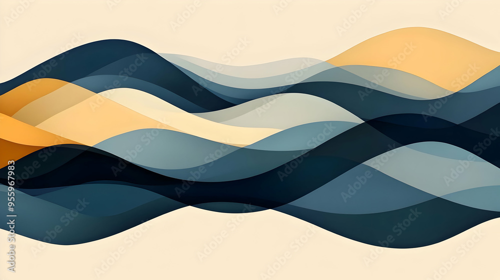 Fototapeta premium Abstract Blue and Yellow Wave Pattern Background