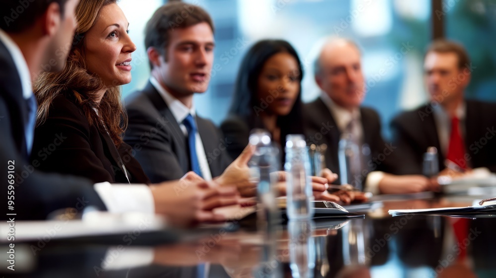 Group of business professionals in a productive discussion at a conference meeting Group of business professionals in a productive discussion at a conference meeting