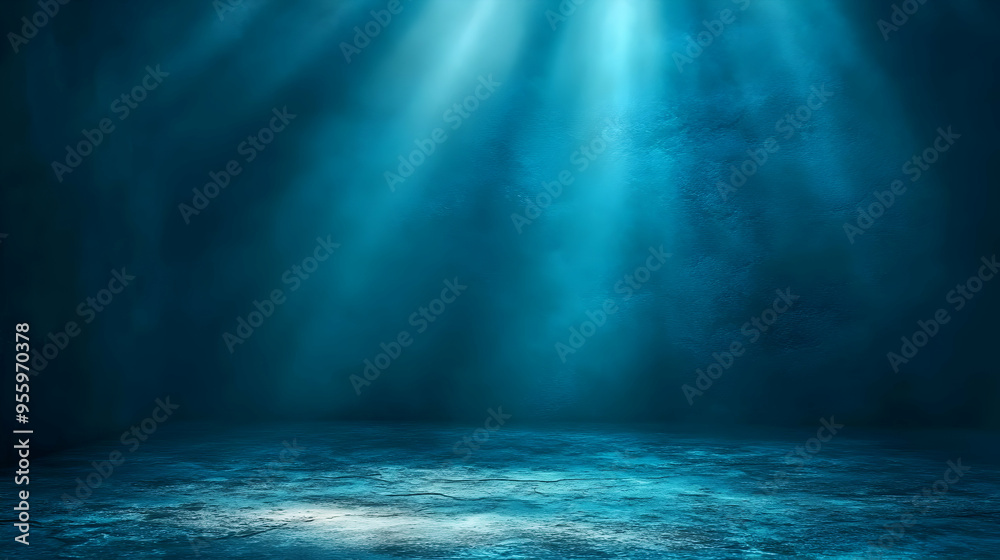 Blue Grunge Background With Light Rays