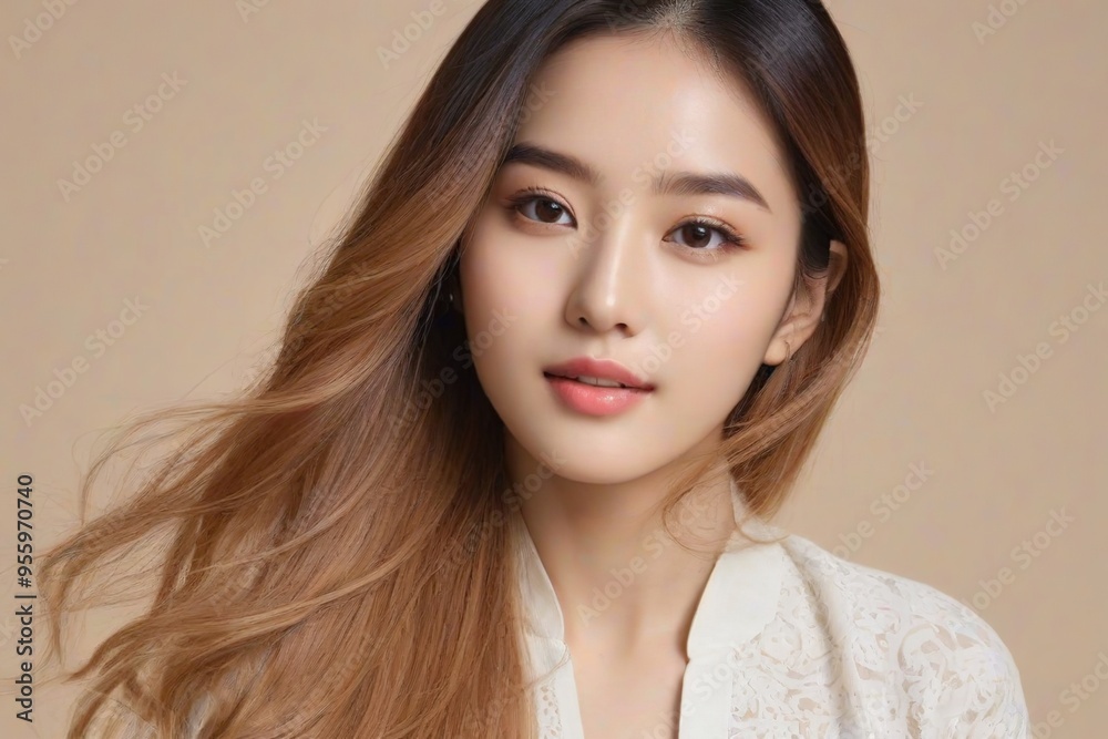 Beautiful Fashion Model with Flawless Skin and Sensual Lips Beautiful Fashion Model with Flawless Skin and Sensual Lips