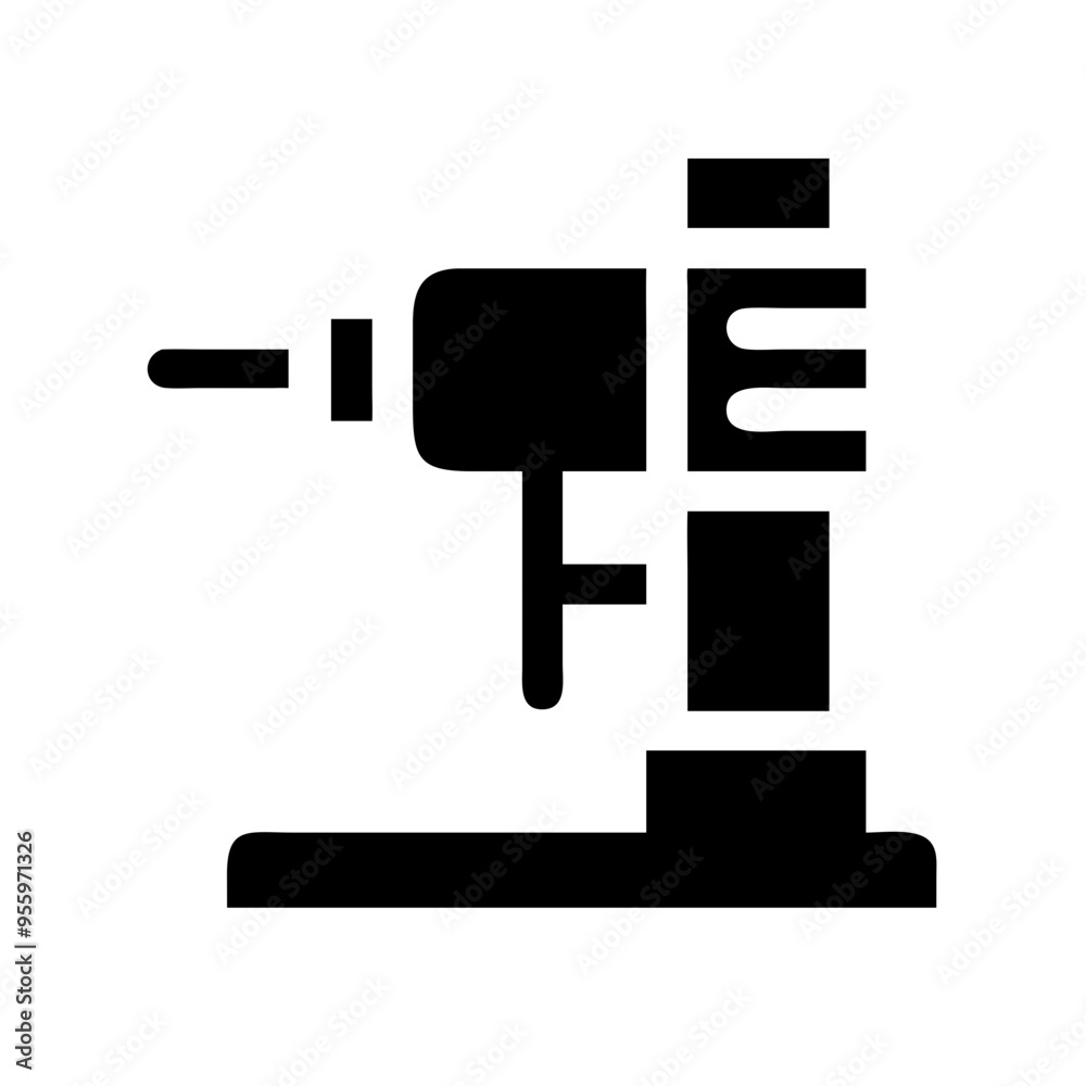 A drilling machine icon representing a tool used in manufacturing and construction for creating precise holes in various materials like metal A drilling machine icon representing a tool used in manufacturing and construction for creating precise holes in various materials like metal