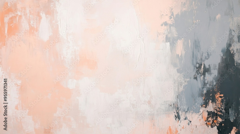 Abstract Painting with Brushstrokes in Muted Peach and Gray Tones Abstract Painting with Brushstrokes in Muted Peach and Gray Tones