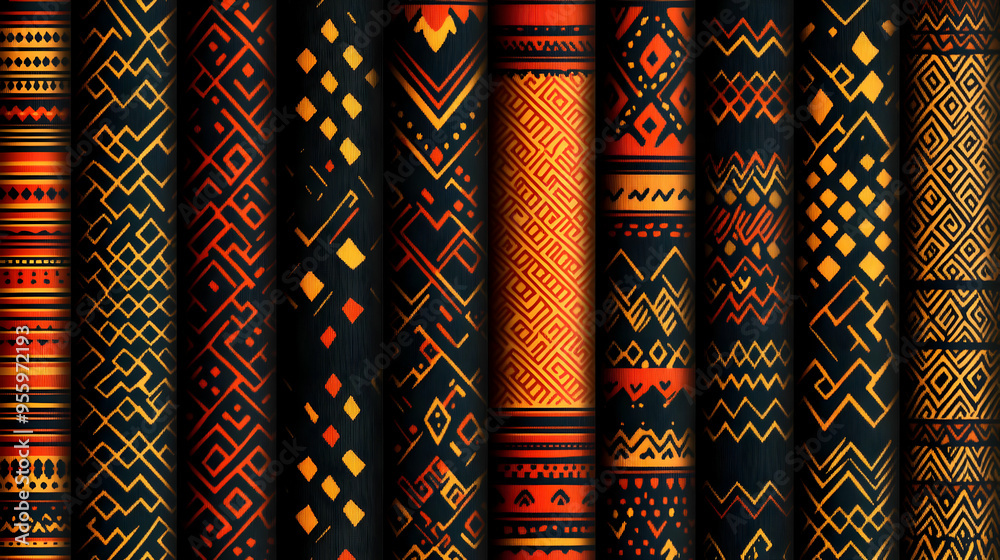 African Tribal Geometric Patterns Seamless Background