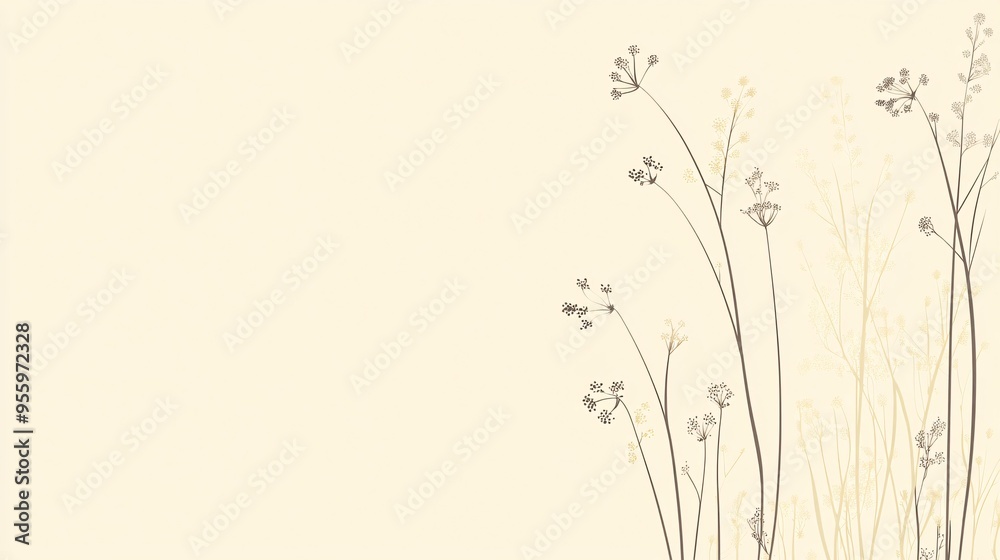 Elegant illustration of delicate wildflowers on a soft neutral background. Elegant illustration of delicate wildflowers on a soft neutral background.