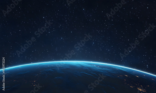 graphics of space, planets, and astronauts on a white background.