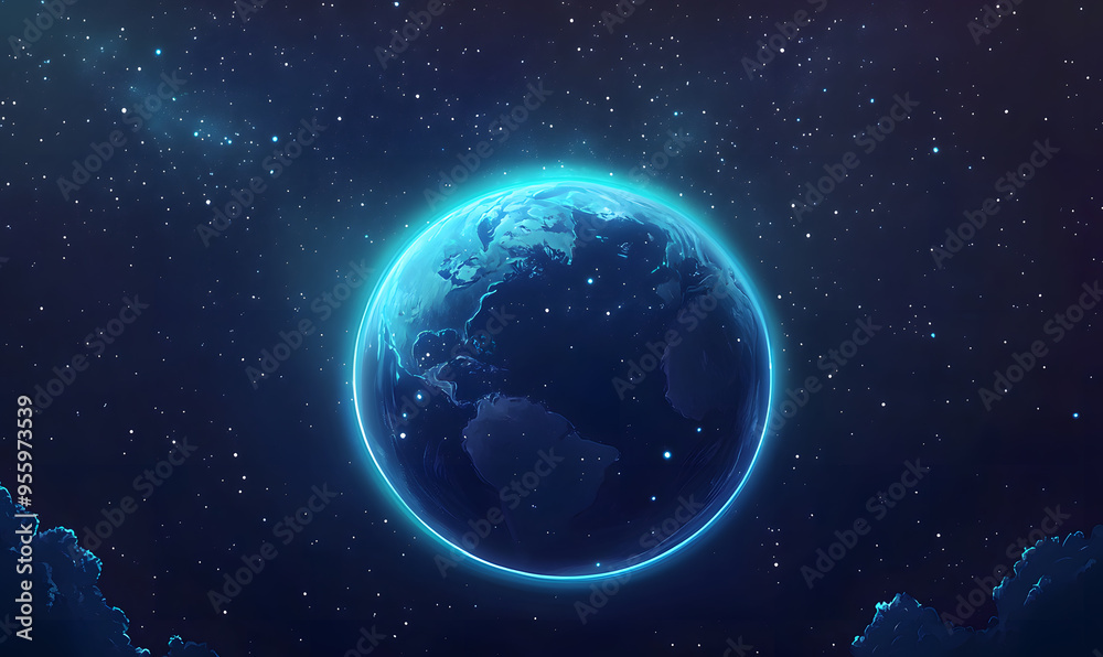 Fototapeta premium graphics of space, planets, and astronauts on a white background.