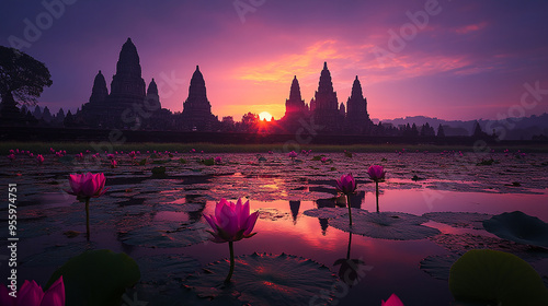 Amazing Sunrise at Prambanan Temple photo